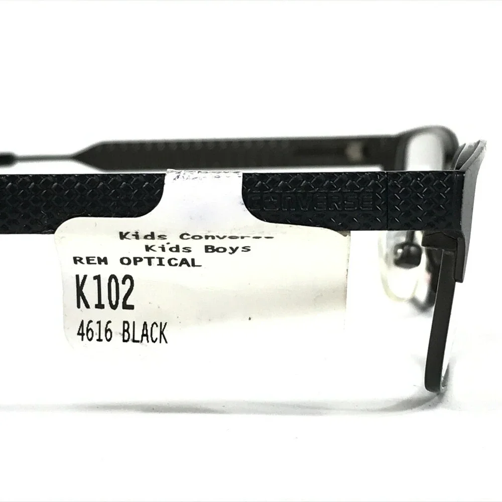 Converse Kids Eyeglasses Frames K102 BLACK Rectangular Square Wire Rim 46-16-130